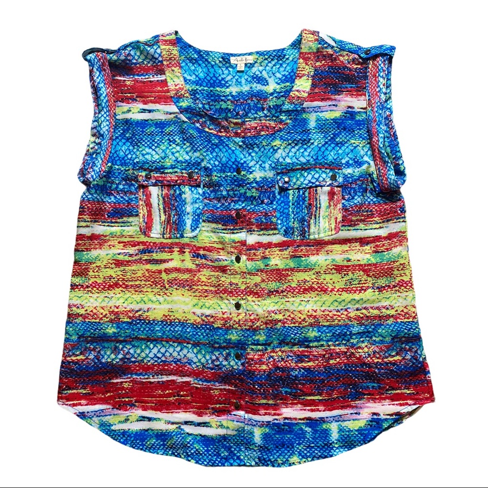 Antilia Femme Graffiti Collared Button Down Shirt